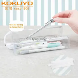 Blyertsväskor Nya Japan Kokuyo Högt utseende Vattentät transparent PVC Pencil Bag Split stor kapacitet Multifunktionell kreativ förvaringspåse HKD230831