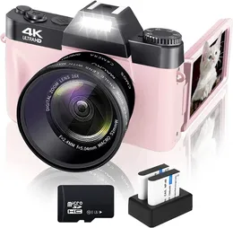 Camcorders 3 "Flip Screen 48MP Selfie Camera 4K макроугольная линза Vlogging Commord Komery Digital Wi -Fi Video Recorder 230830