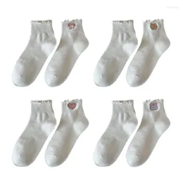 Kobiet Socks Women Ruffle Turn-Mankiety swobodne kostki chłodne oddychające dzianinowe bawełniane sałata plisowana skarpetka
