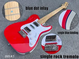 Red Top White Back Electric Guitar With Single Blue Binding Red Top White Back Electric Guitar With Single Blue Binding