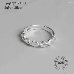 Cluster Rings Real 925 Sterling Silver Finger Smile Letters For Women Trendy Fine Jewelry Chain Vintage Adjustable Antique Anillos