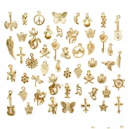 Charms PCS/Set Lots Gold/Sier Kaplama/Bronz Karışık Stiller Charm Soardants Kolye için DIY Takı