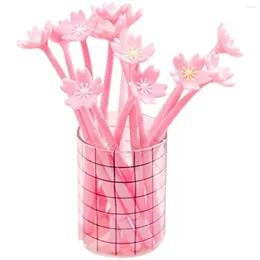 Conjunto de canetas esferográficas de gel de flor de silicone flor de cerejeira ponto fino preto caneta de tinta rollerball para material escolar de escritório