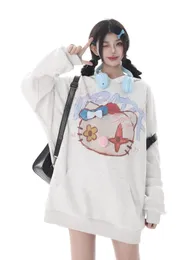 Kvinnors hoodies tröjor adagirl Kawaii Kitten tryck tröjor roliga kattmönster lång ärm för kvinnor japan stil cutecore y2k estetiska kläder 230830