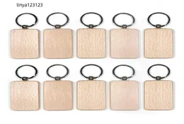 Personalized Wood Keychain Simple Square Heart Rectangle Shape Key Pendant Keyrings DIY Blank Wooden Keychains DHL KimterD272682515 LL
