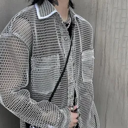 Camicie casual da uomo Harajuku Maglia Top Camicia allentata oversize All Match Camicetta Streetwear Vintage Coreano Blusa Protezione solare 230830