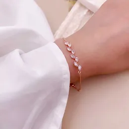 Bracciale da sposa a foglia da donna, edizione coreana, design in stile Ins, serie Sen, braccialetto con zirconi avanzati da donna