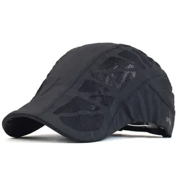 BERETS SOMMER MEN KVINNER HATS BEREDABLE MESH Snabbt Dry Sboy Caps Outdoor Gorro Hombre Boina Golf Hat Fashion Solid Flat Cap 230830