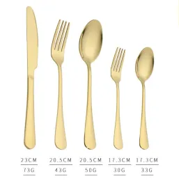 Gold Silver Stainless Steel Flatware Set Food Grade Silverware Cotest Set -redskap inkluderar knivgaffel Tesked 23 ll