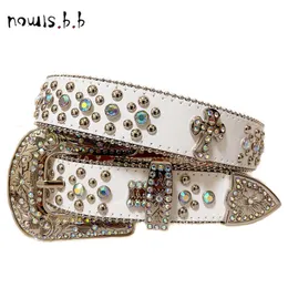 Belts NOWISBB Western Belt Luxury Brand Studded Belts for Men Strap Diamond Bling White Belts Cowgirl Cowboy For Jeans Y2K 230831