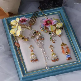 Hair Clips Traditional Chinese Flower Hairpin Han Suit Ancient Crown Headdress Bride Xiuhe Accessories