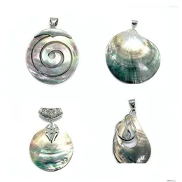 Charms 1 Stück natürlicher Perlmutt-Anhänger, runde Abalone-Muschel, exquisit gefertigter Schmuck, DIY-Damen-Halskette, Ohrring-Zubehör Dhwa4