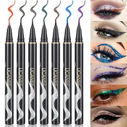 Kombinacja cienia oczu Ucanbe 7pclot płynny eyeliner Virbant Metalowy połysk Pióro Wodoodporna liniowiec Kolorowy Makeup 230830