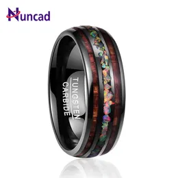 Fedi nuziali NUNCAD Anello da donna da uomo Anello in carburo di tungsteno Opale Hawaii Koa Legno Komaru Larghezza 8 mm Colore Arcobaleno Anello in acciaio al tungsteno sel 230831