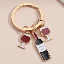 Keychains Lanyards Emalj Nyckelring Beer Key Ring Cup Red Wine Chain Bar Souvenir Present For Women Men Handbag Accessorie Car Hanging Jewelry 230831