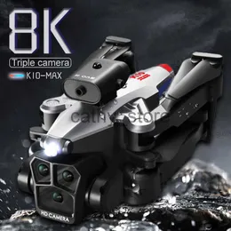 Simulatorer Ny K10 Max Drone Three Camera 4K Professional 8K HD Camera Hinder Undvikande Aerial Photography Foldbar Quadcopter Gift Toy X0831