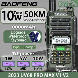 Walkie Talkie Baofeng Uv68 Pro Max V2 10W IP68 Водонепроницаемый высокотехнологичный Ham Ham Long Range Portable Two -Hound Radio Hunting 230830