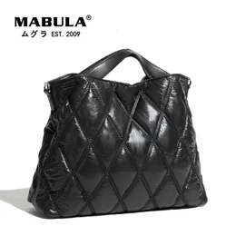 Evening Bags MABULA Simple Stylish Women Quilted Satchels Handbags Nylon Feather Down Padded Crossbody Bag Large Winter Pillow Work Purses 230831