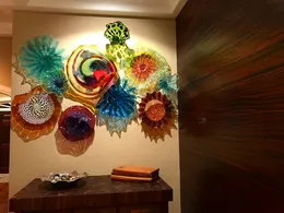 Museum Cheap Lamp Bases Wholesalers Colorfull Wall Plate Hand Blown Murano Glass Indoor