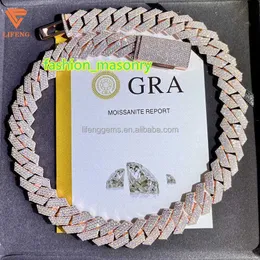 Coloque de link cubano de personalização colar de link branco moldado em ouro gelado moissanite diamante cadeia cubana