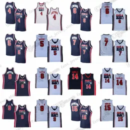 1992 Retro Basketball jerseys 7 Bird 5 Robinson 10 Drexler 8 Pippen 11 Malone 12 Stockton 13 Mullin 15 Johnson 14 Barkley 4 Laettner Stitched Jersey