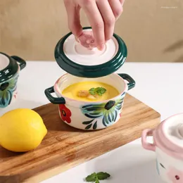 Bowls High-value Niche Ceramic Stew Cup With Lid Household Small Soup Waterproof Bird's Nest Pot Steamed Egg