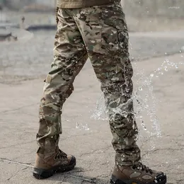 Calças masculinas Camuflagem Carga Tática Homens Rip-Stop Muitos Bolsos Impermeável Exército Militar Combate Ao Ar Livre Swat Algodão Calças Longas