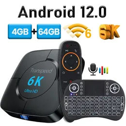 Set Top Box Transpeed Android 12.0 TV Box Voice Assistant 8K 6K 3D Wifi6 BT5.0 2.4G 5.8G 4GB RAM 32G 64G Media player Very Fast Box Top Box 230831