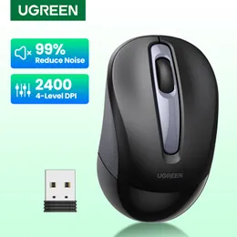 الفئران Ugreen Mouse اللاسلكية الشكل المريح صامت انقر 2400 نقطة في البوصة لجهاز MacBook Tablet الكمبيوتر المحمول كمبيوتر الفئران الهادئة 2.4g اللاسلكي الماوس 230831