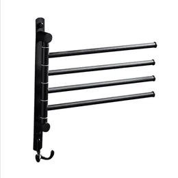 Stainless Steel Black Finish Swing Out Towel Bar Folding Arm Swivel Hanger Holder Folding Movable Bath Towel Bar T200916259G