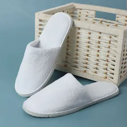 Тапочки белые хлопковые тапочки мужчины женщины одноразовые слайды Home Travel Sandals