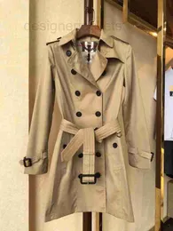 Женские тренчи дизайнерские Sandringham средней длины Slim Fit британское классическое пальто из габардина UZ9I