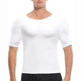 Intimo modellante per uomo Uomo Shaper T-shirt per torace con muscoli falsi Spalle finte Biancheria intima imbottita T-shirt a compressione261i