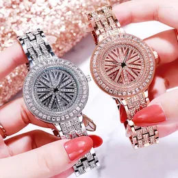 Wristwatches 2023 Time To Run The Watch Female Vibrato Net Celebrity Ladies Fashion Full Diamond Waterproof