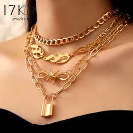 Pendanthalsband 17 km Vintage Gold Plated Necklace Set Bohemian Multilayered Choker for Women Flower Pearl Heart Hollow Chain Jewelry 230831