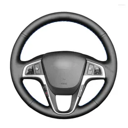 Coprivolante per auto in pelle artificiale PU nera per Solaris Verna 2010 2011-2023 I20 2008-2014 Accent 2012-2023