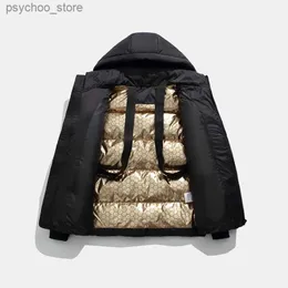 Piumini da uomo 2023 Inverno Uomo Parka Giubbotti Vestiti imbottiti a bolle Cappello staccabile lucido Caldo impermeabile Senza lavaggio Piumini Uomo Piumini Q230831