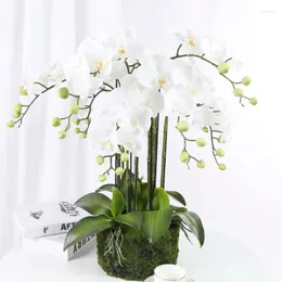 Decorative Flowers Real Touch 9-Heads Artificial Butterfly Orchid Latex Large Fake Phalaenopsis Silicon PU Party Wedding Home Decoration
