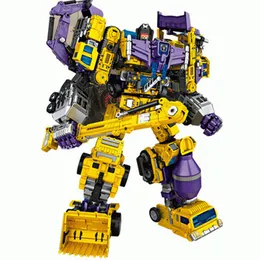 NBK 장난감 소년을위한 NBK 장난감 Devastator Transformation Toy 6 in 1 Funko As Transformater Robot 굴삭기 액션 피겨 트럭 액세서리 모델 빌드 키트 액션 그림 장난감