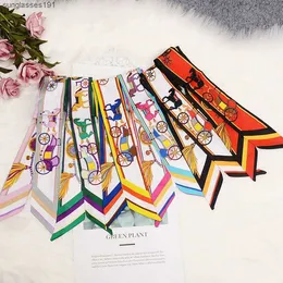 Scarves New Retro Hair Band Emulation Silk Scarf Arm Bag Handle Small Ribbon Thin Narrow Strip Womens Scarf Wholesale