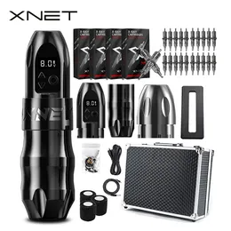 Máquina de tatuagem Xnet Titan Wireless Tattoo Machine Pen Kit Coreless Motor com extra 38mm Grip 2400mAh Bateria 80pcs cartucho misto agulhas 230831