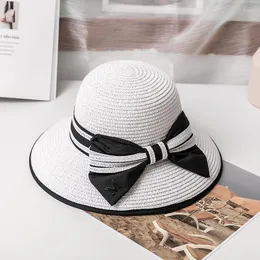 BERETS2023 BIG BOW Women's Summers Summer Fashion All-Match Beach Hat Travel Sun Hatsカジュアル卸売