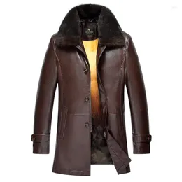 Jaquetas masculinas 2023 jaqueta de couro de inverno homens forro de pele quente preto / colarinho de café destacável veste homme tamanho grande M-4XL