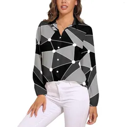 Dames blouses abstracte geometrie blouse lange mouwen stippen print trendy straatmode oversize shirts aangepaste top verjaardagscadeau