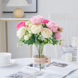 Декоративные цветы красивые искусственные розы с 4 бутонами шелковые фальшивые цветы для свадебной домашней гостиной