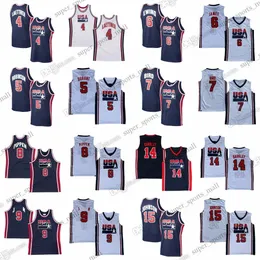 Custom S-6xl 1992 Retro Basketball Koszulki 7 Bird 5 Robinson 10 Drexler 8 Pippen 11 Malone 12 Stockton 13 Mullin 15 Johnson 14 Barkley 4 Laettner zszyty koszulka