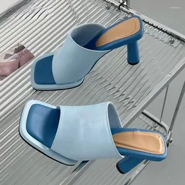 Slippers Summer Women Fashion Platform Square Toe High Cheels عالية الجودة من صندل الحفلات في الهواء الطلق في الهواء الطلق