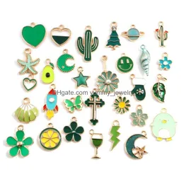 Charms 1Pack Color Series Pendant Set för DIY -smycken som gör rosa blommor Animal Armband Craft Green Heart Ankletcharms Drop Delivery DHJT9