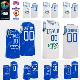 2023 Italia Coppa del Mondo FIBA 13 Simone FONTECCHIO Maglia da basket 31 Michele VITALI 9 Nicolo MELLI 1 Nico MANNION 40 Luca SEVERINI 0