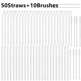 Bar Tools 50Pcs Reusable Straws Straight Bent Drinking Straw Ecofriendly Glass for Cocktail Beer Juice Drinks Party Drinkware 230830